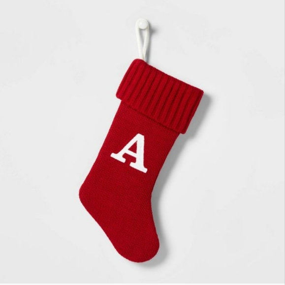 Holiday New Knit Monogram Christmas Stocking Red Letter